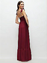 Rear View Thumbnail - Burgundy Ruffle Strap Chiffon Bustier Maxi Dress with Ruffle Hem A-Line Skirt