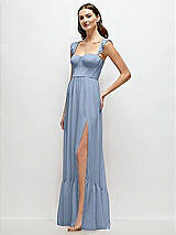 Side View Thumbnail - Cloudy Ruffle Strap Chiffon Bustier Maxi Dress with Ruffle Hem A-Line Skirt