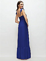 Rear View Thumbnail - Cobalt Blue Ruffle Strap Chiffon Bustier Maxi Dress with Ruffle Hem A-Line Skirt