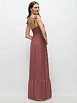 Rear View Thumbnail - English Rose Ruffle Strap Chiffon Bustier Maxi Dress with Ruffle Hem A-Line Skirt