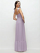 Rear View Thumbnail - Lilac Haze Ruffle Strap Chiffon Bustier Maxi Dress with Ruffle Hem A-Line Skirt