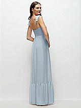 Rear View Thumbnail - Mist Ruffle Strap Chiffon Bustier Maxi Dress with Ruffle Hem A-Line Skirt