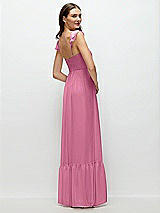 Rear View Thumbnail - Orchid Pink Ruffle Strap Chiffon Bustier Maxi Dress with Ruffle Hem A-Line Skirt