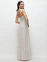 Rear View Thumbnail - Oyster Ruffle Strap Chiffon Bustier Maxi Dress with Ruffle Hem A-Line Skirt