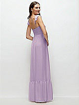 Rear View Thumbnail - Pale Purple Ruffle Strap Chiffon Bustier Maxi Dress with Ruffle Hem A-Line Skirt