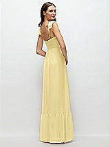 Rear View Thumbnail - Pale Yellow Ruffle Strap Chiffon Bustier Maxi Dress with Ruffle Hem A-Line Skirt