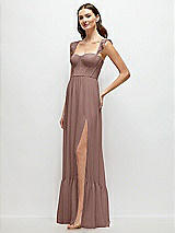 Side View Thumbnail - Sienna Ruffle Strap Chiffon Bustier Maxi Dress with Ruffle Hem A-Line Skirt