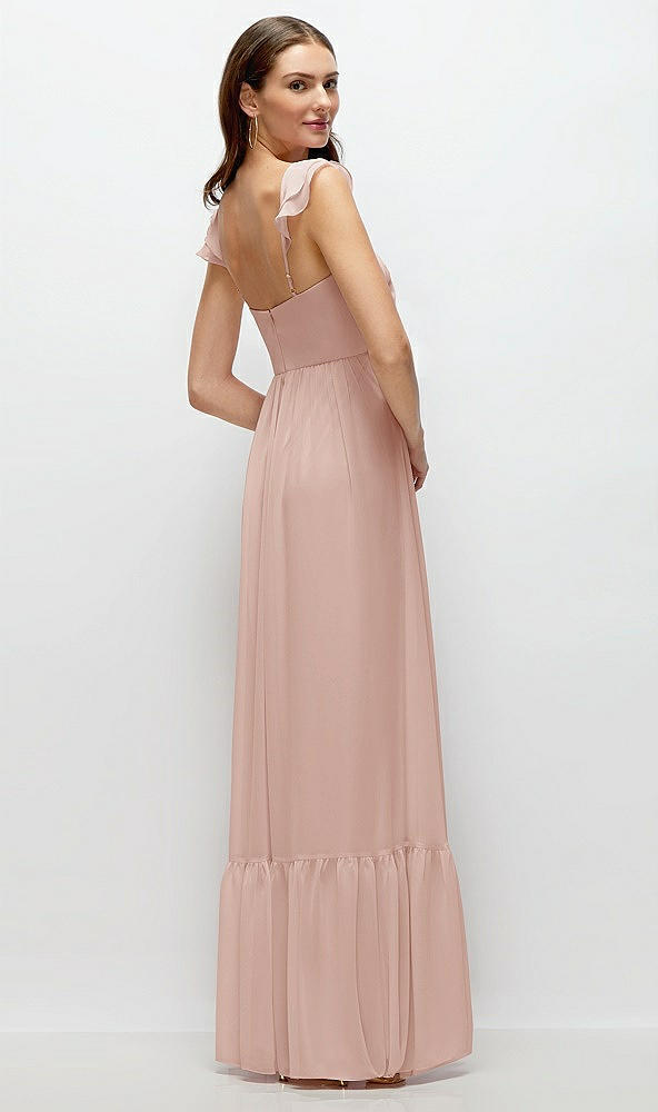 Back View - Toasted Sugar Ruffle Strap Chiffon Bustier Maxi Dress with Ruffle Hem A-Line Skirt