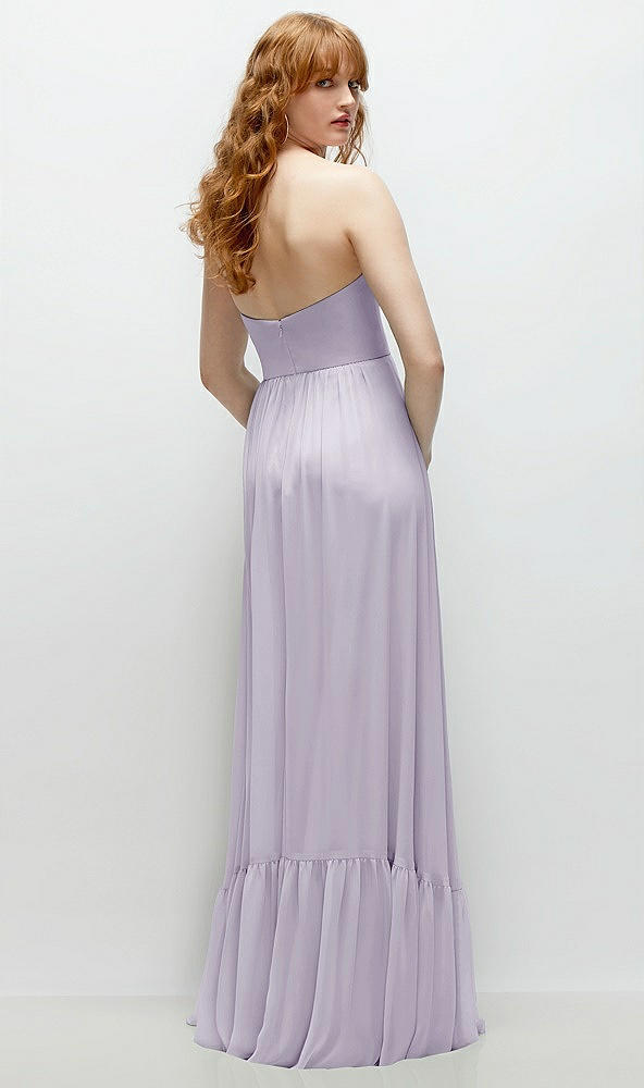 Back View - Moondance Strapless Cat-Eye Corset Maxi Dress with Ruffle Hem A-Line Skirt