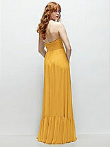 Rear View Thumbnail - NYC Yellow Strapless Cat-Eye Corset Maxi Dress with Ruffle Hem A-Line Skirt