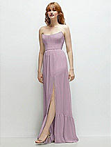 Side View Thumbnail - Suede Rose Strapless Cat-Eye Corset Maxi Dress with Ruffle Hem A-Line Skirt