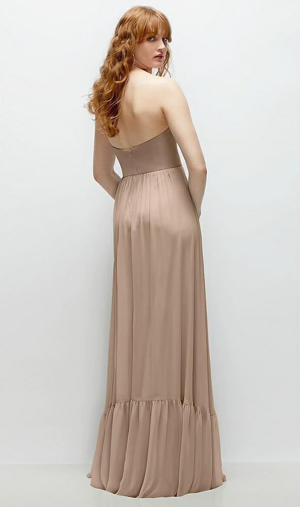 Back View - Topaz Strapless Cat-Eye Corset Maxi Dress with Ruffle Hem A-Line Skirt