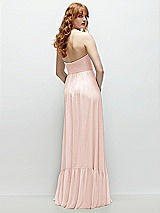 Rear View Thumbnail - Blush Strapless Cat-Eye Corset Maxi Dress with Ruffle Hem A-Line Skirt