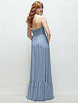 Rear View Thumbnail - Cloudy Strapless Cat-Eye Corset Maxi Dress with Ruffle Hem A-Line Skirt