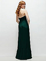 Rear View Thumbnail - Evergreen Strapless Cat-Eye Corset Maxi Dress with Ruffle Hem A-Line Skirt