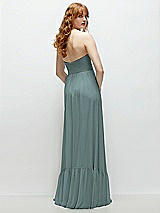 Rear View Thumbnail - Icelandic Strapless Cat-Eye Corset Maxi Dress with Ruffle Hem A-Line Skirt