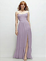 Front View Thumbnail - Lilac Haze Strapless Cat-Eye Corset Maxi Dress with Ruffle Hem A-Line Skirt