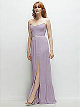 Side View Thumbnail - Lilac Haze Strapless Cat-Eye Corset Maxi Dress with Ruffle Hem A-Line Skirt