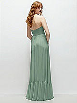 Rear View Thumbnail - Seagrass Strapless Cat-Eye Corset Maxi Dress with Ruffle Hem A-Line Skirt