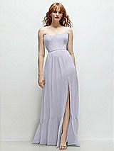 Front View Thumbnail - Silver Dove Strapless Cat-Eye Corset Maxi Dress with Ruffle Hem A-Line Skirt