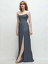 Side View Thumbnail - Silverstone Strapless Cat-Eye Corset Maxi Dress with Ruffle Hem A-Line Skirt