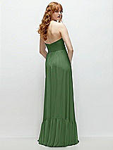 Rear View Thumbnail - Vineyard Green Strapless Cat-Eye Corset Maxi Dress with Ruffle Hem A-Line Skirt