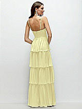 Rear View Thumbnail - Butter Yellow Bustier-Style Chiffon Tiered Ruffle Maxi Dress with Adjustable Straps