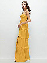 Side View Thumbnail - NYC Yellow Bustier-Style Chiffon Tiered Ruffle Maxi Dress with Adjustable Straps