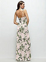 Rear View Thumbnail - Palm Beach Print Bustier-Style Chiffon Tiered Ruffle Maxi Dress with Adjustable Straps