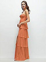 Side View Thumbnail - Sweet Melon Bustier-Style Chiffon Tiered Ruffle Maxi Dress with Adjustable Straps