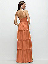 Rear View Thumbnail - Sweet Melon Bustier-Style Chiffon Tiered Ruffle Maxi Dress with Adjustable Straps