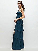 Side View Thumbnail - Atlantic Blue Bustier-Style Chiffon Tiered Ruffle Maxi Dress with Adjustable Straps