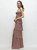 Side View Thumbnail - Sienna Bustier-Style Chiffon Tiered Ruffle Maxi Dress with Adjustable Straps