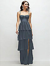 Front View Thumbnail - Silverstone Bustier-Style Chiffon Tiered Ruffle Maxi Dress with Adjustable Straps