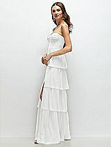 Side View Thumbnail - White Bustier-Style Chiffon Tiered Ruffle Maxi Dress with Adjustable Straps