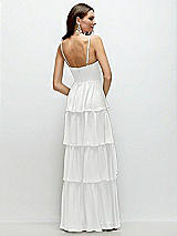 Rear View Thumbnail - White Bustier-Style Chiffon Tiered Ruffle Maxi Dress with Adjustable Straps