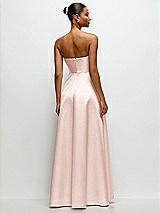 Rear View Thumbnail - Blush Strapless Draped Cat-Eye Satin Maxi Dress with Full Skirt