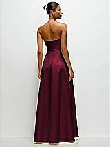 Rear View Thumbnail - Cabernet Strapless Draped Cat-Eye Satin Maxi Dress with Full Skirt