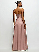 Rear View Thumbnail - Neu Nude Strapless Draped Cat-Eye Satin Maxi Dress with Full Skirt