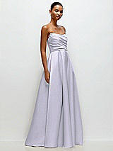 Front View Thumbnail - Silver Dove Strapless Draped Cat-Eye Satin Maxi Dress with Full Skirt