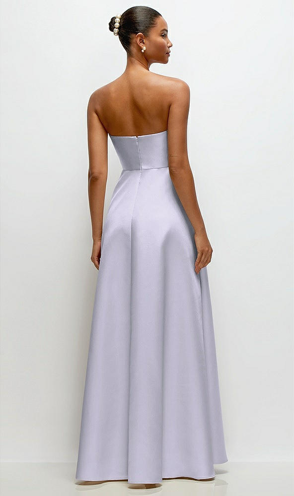 Back View - Silver Dove Strapless Draped Cat-Eye Satin Maxi Dress with Full Skirt