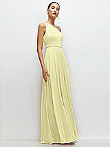 Side View Thumbnail - Butter Yellow Chiffon One-Shoulder Maxi Dress with Circle Skirt