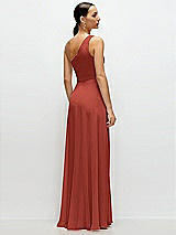 Rear View Thumbnail - Amber Sunset Chiffon One-Shoulder Maxi Dress with Circle Skirt