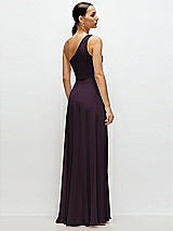 Rear View Thumbnail - Aubergine Chiffon One-Shoulder Maxi Dress with Circle Skirt