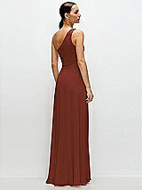 Rear View Thumbnail - Auburn Moon Chiffon One-Shoulder Maxi Dress with Circle Skirt