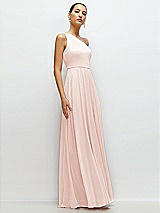 Side View Thumbnail - Blush Chiffon One-Shoulder Maxi Dress with Circle Skirt