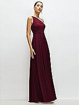 Side View Thumbnail - Cabernet Chiffon One-Shoulder Maxi Dress with Circle Skirt