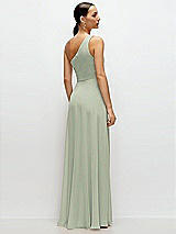 Rear View Thumbnail - Celadon Chiffon One-Shoulder Maxi Dress with Circle Skirt