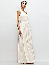 Side View Thumbnail - Ivory Chiffon One-Shoulder Maxi Dress with Circle Skirt