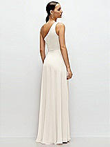 Rear View Thumbnail - Ivory Chiffon One-Shoulder Maxi Dress with Circle Skirt